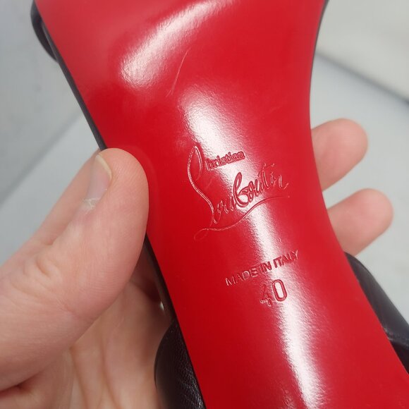 Christian Louboutin O Marylin Leather Black Strappy Heel Sandal - Picture 4 of 12